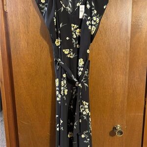 Black Floral Jumpsuit with Belt